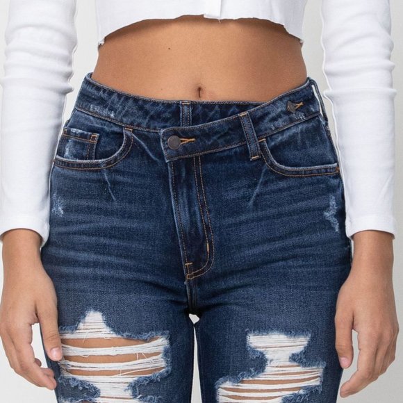 nwt 100%cotton Cross Over hi rise Jeans - Picture 1 of 4